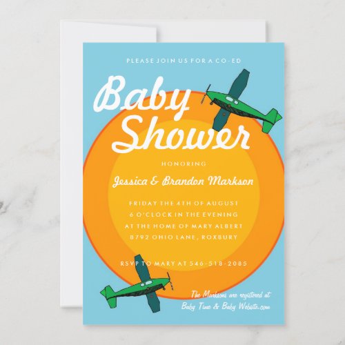 Antique Airplanes Boy Twin Baby Shower Invitation
