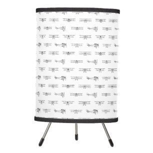 Antique Airplanes Plane Diagrams CUSTOM BG COLOR Tripod Lamp