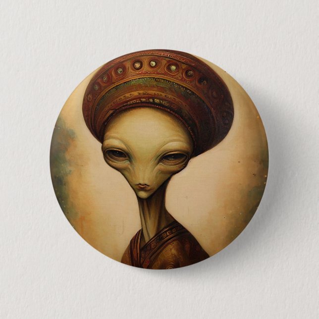 Antique Alien Portrait  Button (Front)