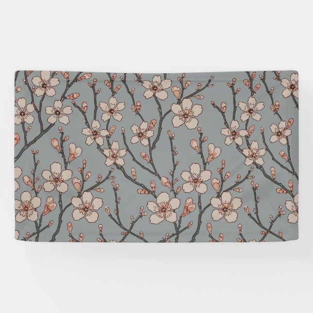 Antique Almond Blossom Art Nouveau Pattern Banner (Horizontal)