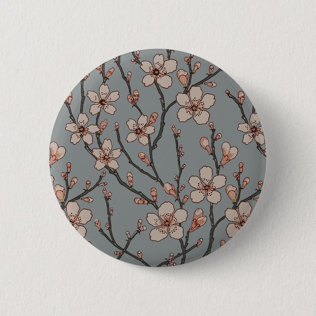 Antique Almond Blossom Art Nouveau Pattern Button (Front)