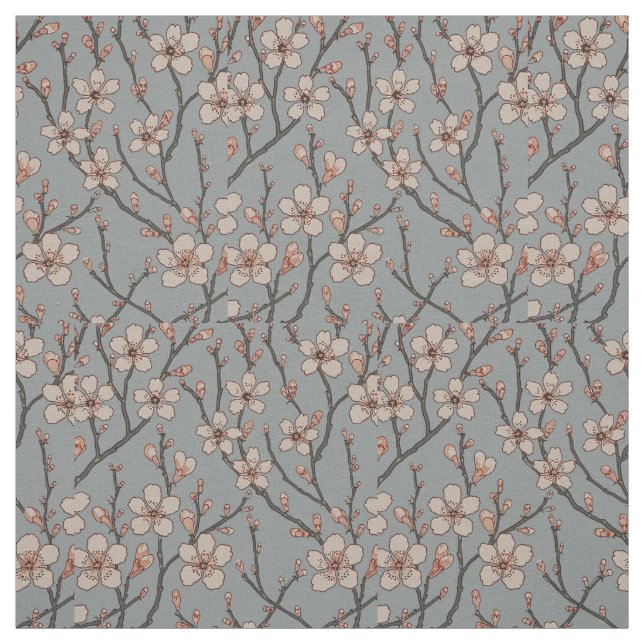 Antique Almond Blossom Art Nouveau Pattern Fabric (Swatch)
