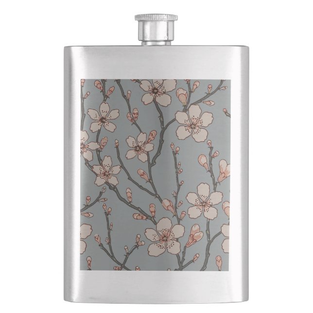 Antique Almond Blossom Art Nouveau Pattern Flask (Front)