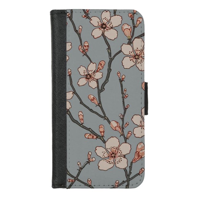 Antique Almond Blossom Art Nouveau Pattern iPhone Wallet Case (Front)