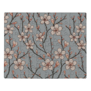 Antique Almond Blossom Art Nouveau Pattern Jigsaw Puzzle