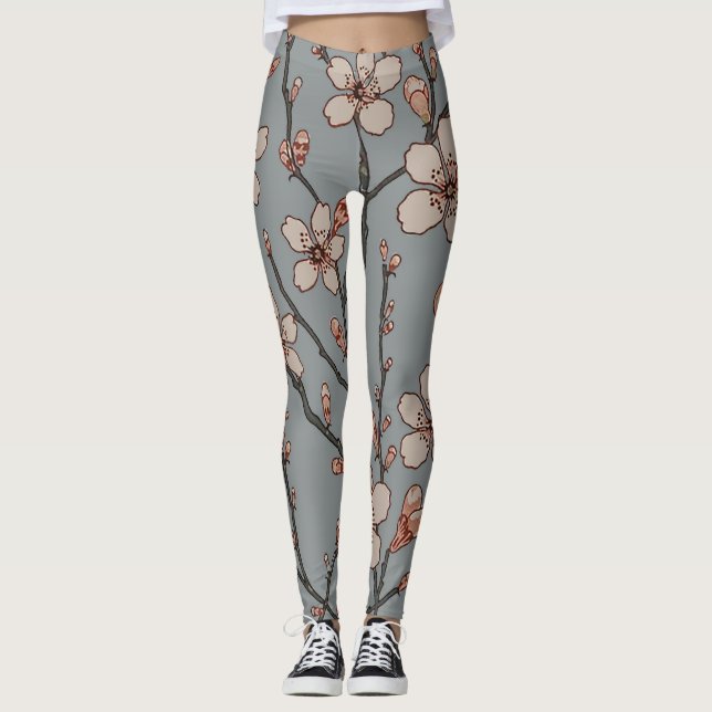 Antique Almond Blossom Art Nouveau Pattern Leggings (Front)
