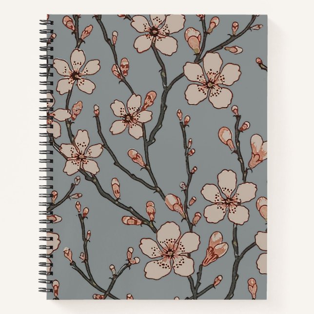 Antique Almond Blossom Art Nouveau Pattern Notebook (Front)