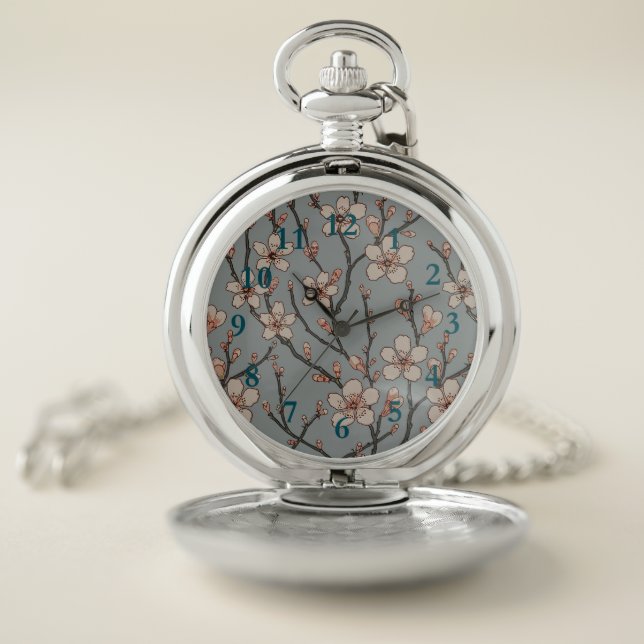 Antique Almond Blossom Art Nouveau Pattern Pocket Watch (Inside)