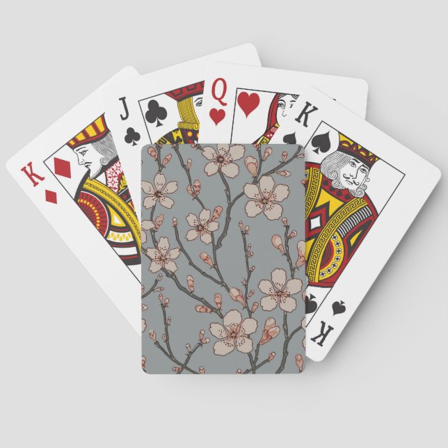 Antique Almond Blossom Art Nouveau Pattern Poker Cards (Back)