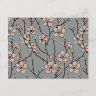 Antique Almond Blossom Art Nouveau Pattern Postcard