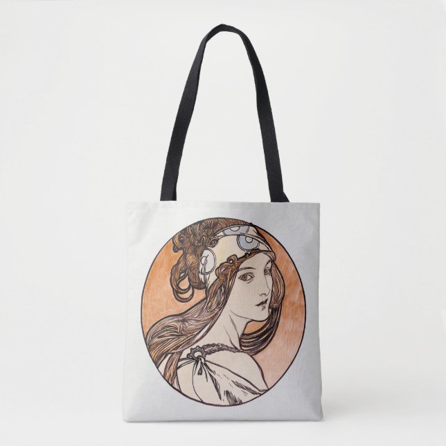 Antique Alphonse Mucha painting, tote bag (Front)