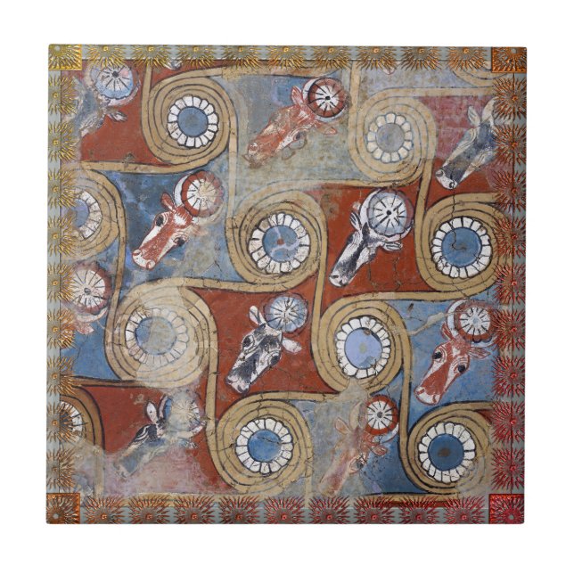 Antique Amenhotep Egyptian Blue Gray Ceramic Tile (Front)