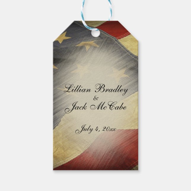 Antique American Flag Wedding Gift Tags (Front)