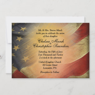 Antique American Flag Wedding Invitation