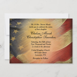 Antique American Flag Wedding Invitation