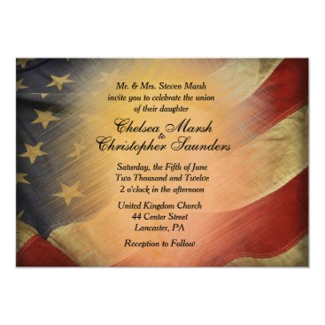 Antique American Flag Wedding Invitation Antique American Flag Wedding Invitation