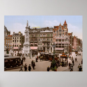 Antique Amsterdam Dam 1900, Holland Poster