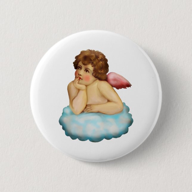 antique angel cherub button (Front)