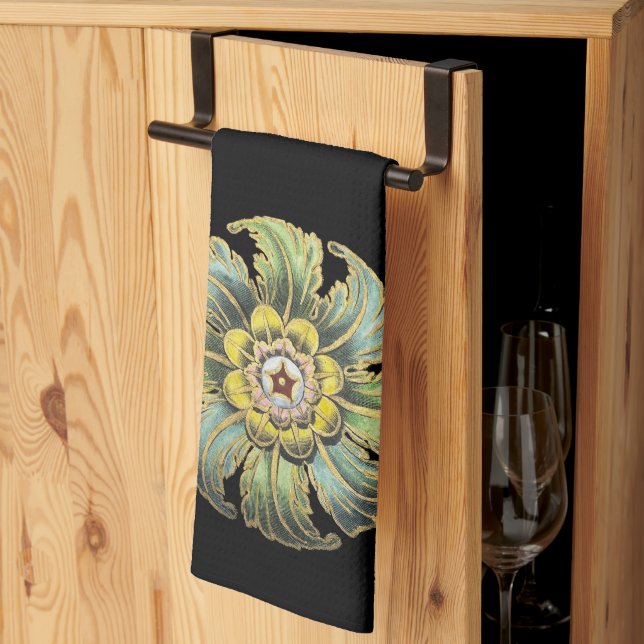 Antique Architectural Rosette No. 1 Kitchen Towel (Thirds Fold)