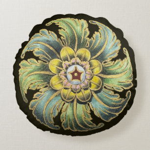 Antique Architectural Rosette No. 1 Round Pillow