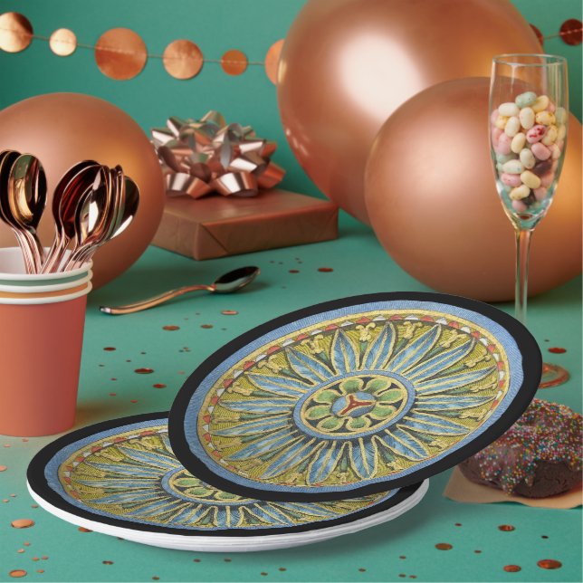 Antique Architectural Rosette No. 2 Paper Plates (Multi)