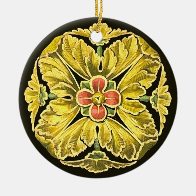 Antique Architectural Rosette No. 3 Ceramic Ornament (Front)