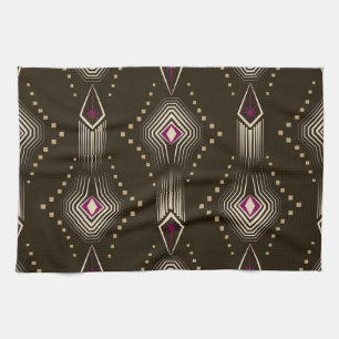Antique Art Deco Geometric Ornament Kitchen Towel