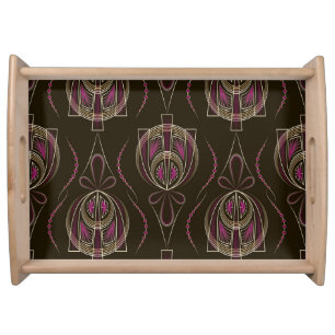 Antique Art Deco Geometric Ornament Serving Tray