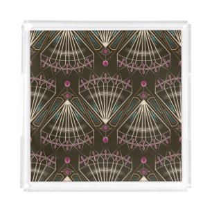 Antique art deco, geometric pattern acrylic tray