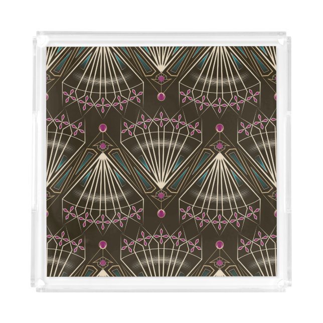 Antique art deco, geometric pattern acrylic tray (Front)