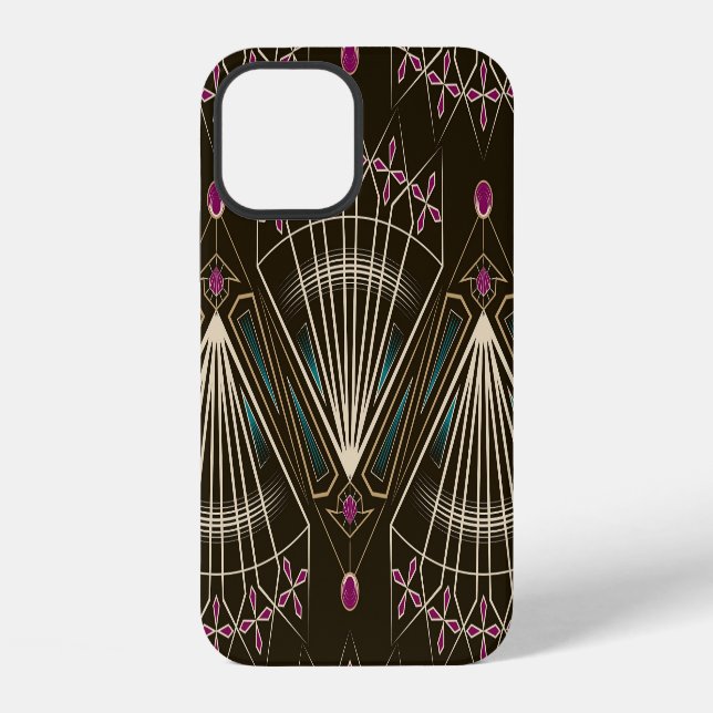 Antique art deco, geometric pattern iphone case (Back)