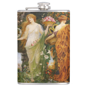 Antique Art Nouveau Four Seasons by Walter Crane Flask
