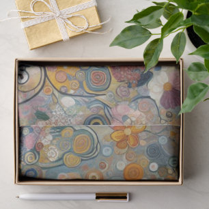 Antique Art Nouveau Style Fine Art Floral Painting Tissue Paper