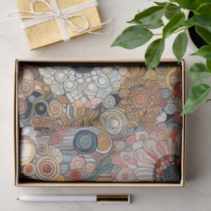 Antique Art Nouveau Style Fine Art Floral Painting Tissue Paper