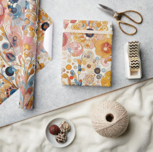 Antique Art Nouveau Style Fine Art Floral Painting Wrapping Paper