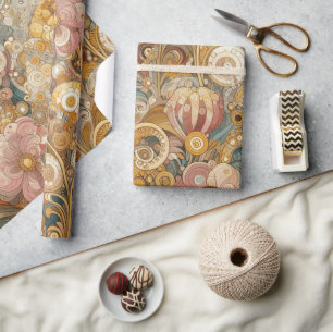 Antique Art Nouveau Style Fine Art Floral Painting Wrapping Paper