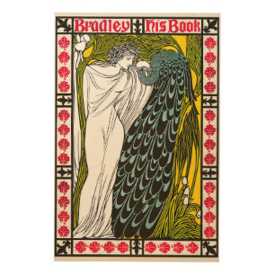 Antique Art Nouveau Woman and Peacock Poster