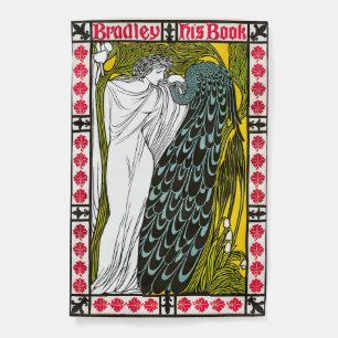 Antique Art Nouveau Woman and Peacock Poster Garden Flag