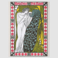 Antique Art Nouveau Woman and Peacock Poster