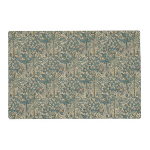 Antique Arts and Crafts Teal Parrot Wallpaper Placemat