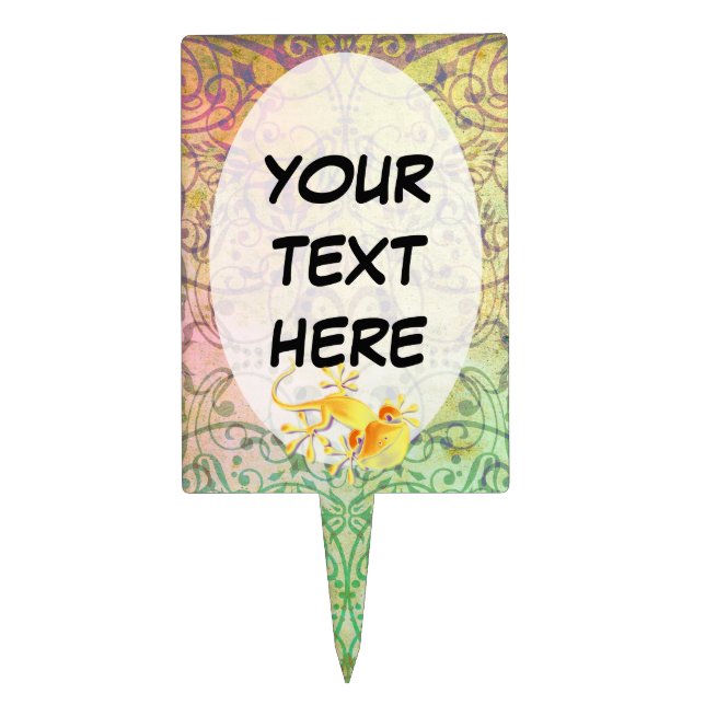 Antique ARTs Ornament Pattern + Smiling Gecko Cake Topper (Front)