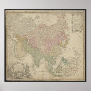 Antique Asia Map 1744, Russia Poster