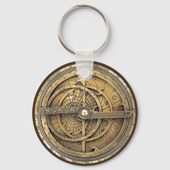 Antique Astrolabe 2 Keychain by tempera70 at Zazzle