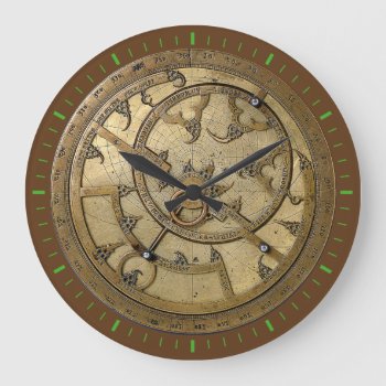 Antique Astrolabe 3 Large Clock by tempera70 at Zazzle