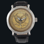 Antique Astrolabe Watch<br><div class="desc">The Astrolabe graces the face of the watch. An ancient astronomical computer used for solving problems relating to time and the position of the Sun and stars in the sky. Perfect theme for timekeeping.</div>