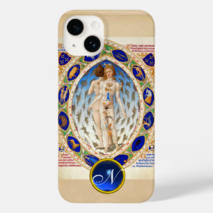 ANTIQUE ASTROLOGY,ZODIACAL SIGNS BLUE GEM MONOGRAM Case-Mate iPhone 14 CASE