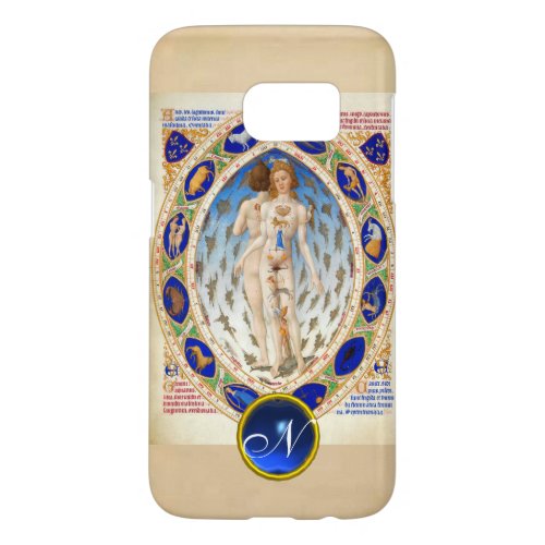 ANTIQUE ASTROLOGYZODIACAL SIGNS BLUE GEM MONOGRAM SAMSUNG GALAXY S7 CASE