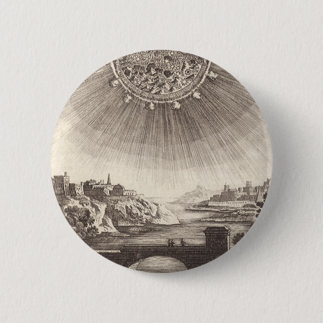 Antique Astronomy Sky with Sun by Allain Mallet Button (Front)