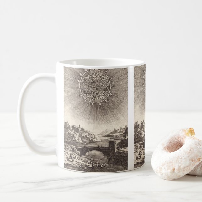 Antique Astronomy Sky with Sun by Allain Mallet Coffee Mug (With Donut)
