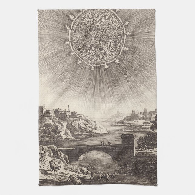 Antique Astronomy Sky with Sun by Allain Mallet Kitchen Towel (Vertical)
